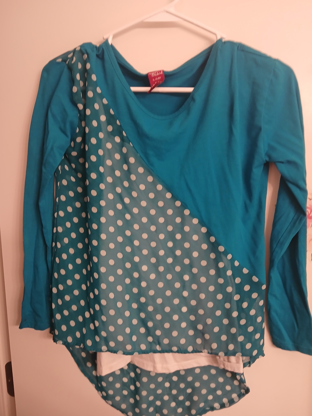 Kids Teal Polka Dot Long Sleeve Top